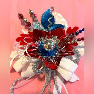 Vintage repurposed holiday 4th of July corsage